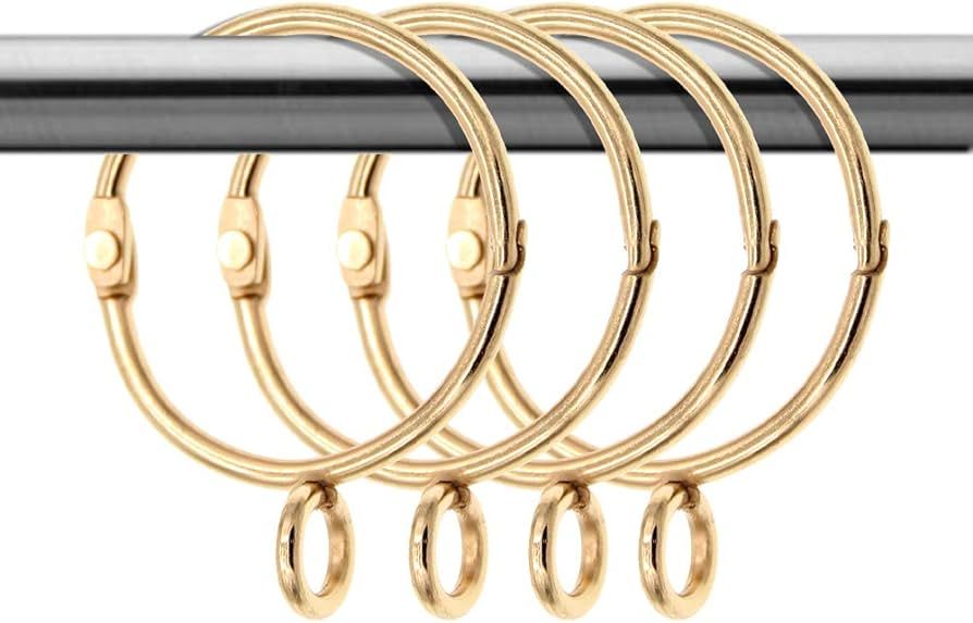 Coideal Gold Eyelet Curtain Rings - 20 Pack 1.5 Inch Openable Metal Drapery Loops, Fits Up to 1 1... | Amazon (US)