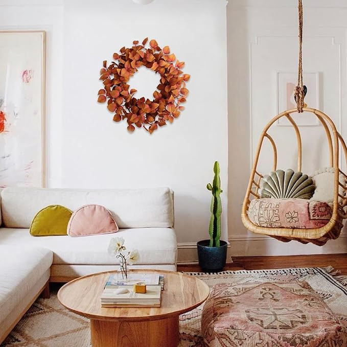 Artificial Fall Leaves Wreath 20inch Autumn Leaf Decorative Wreath for Festival Celebration Front... | Amazon (US)