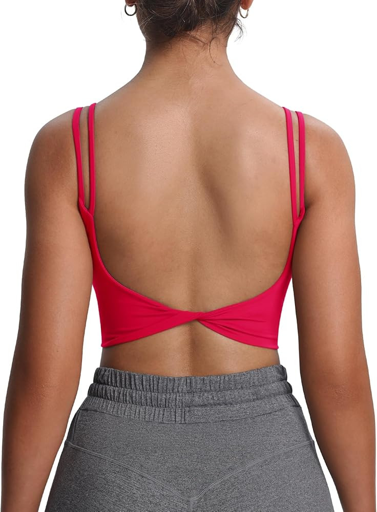 Aoxjox Women's Workout Sports Bras Fitness Yoga Crop Tank Metamorph Twist Back Cami | Amazon (US)