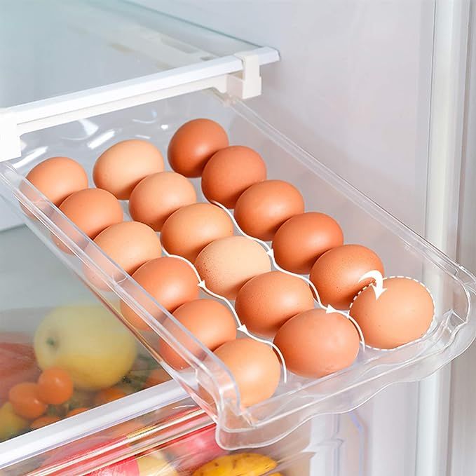 XILAOTOU Fridge Egg Drawers, new creative scrolling Refrigerator Egg Storage Container Refrigerat... | Amazon (US)