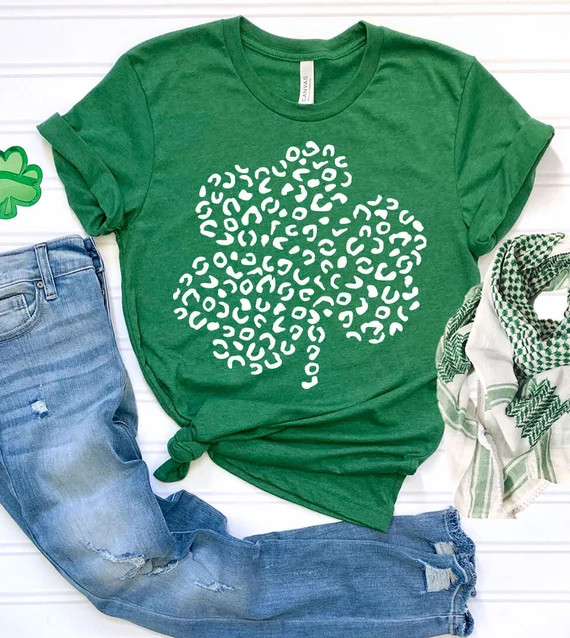 Clover Leopard Print St Patrick's Day T-shirt  St | Etsy | Etsy (US)