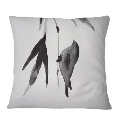 Vintage Japanese Bird On Branch - Traditional Printed Throw Pillow | Wayfair North America
