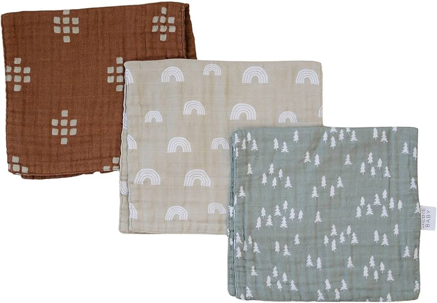 Mebie Baby Burp Cloths, Woods Print 3-Pack, Muslin Burp Cloth Set for Spit Up, Drool, and More, B... | Amazon (US)