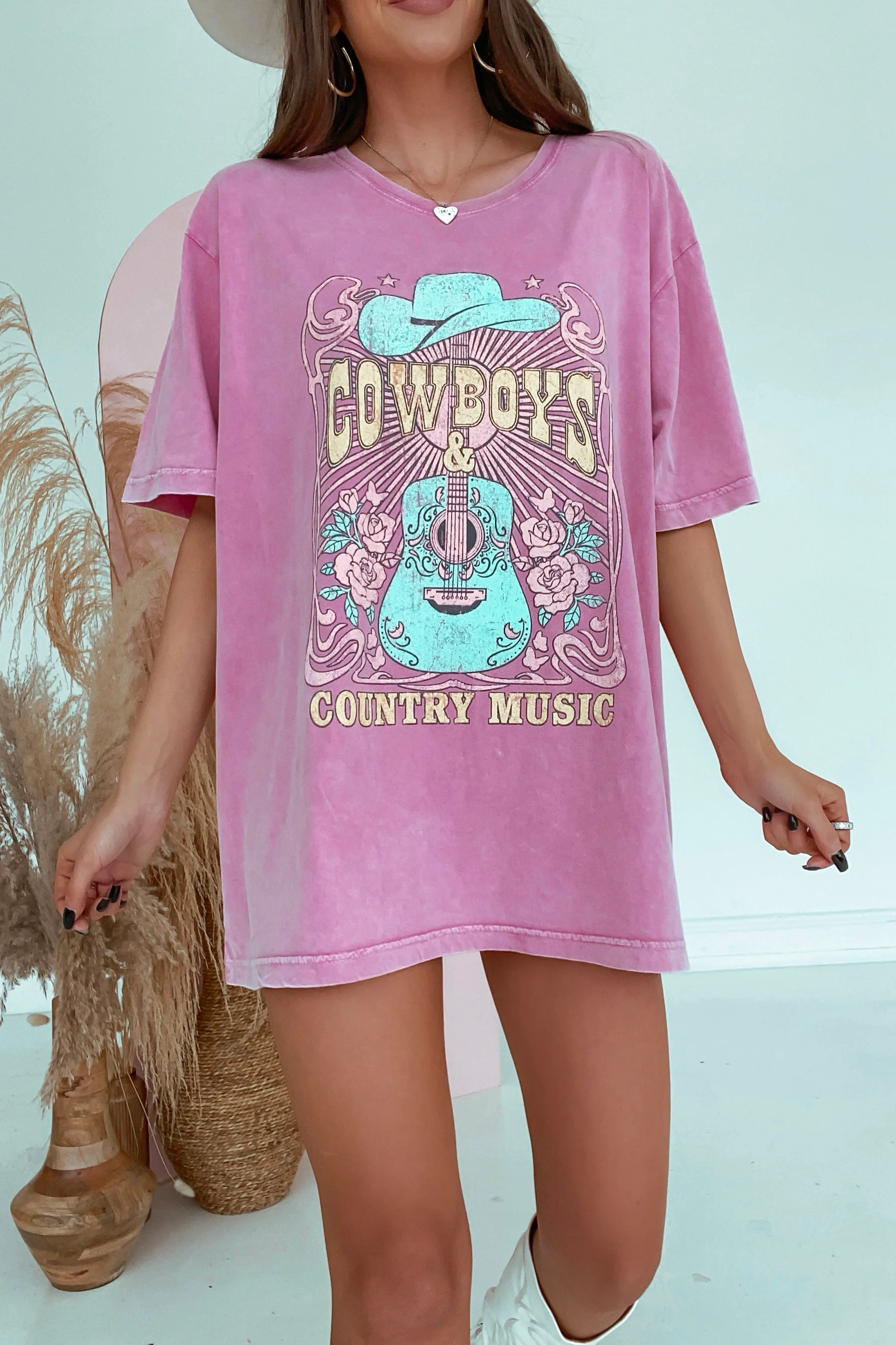 Cowboys & Country Music Tee -Pink | Matte Blaque
