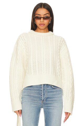 RE/DONE Crewneck Cable Pullover in Ivory from Revolve.com | Revolve Clothing (Global)