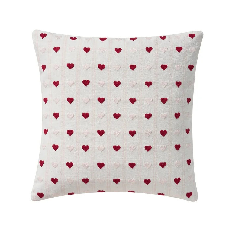 My Texas House 18" x 18" Bright White Hearts Cotton Decorative Pillow Cover | Walmart (US)