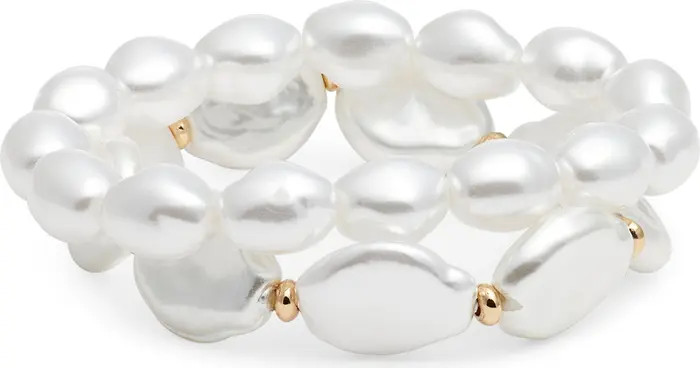 Set of 2 Mixed Faux Pearl Stretch Bracelets | Nordstrom