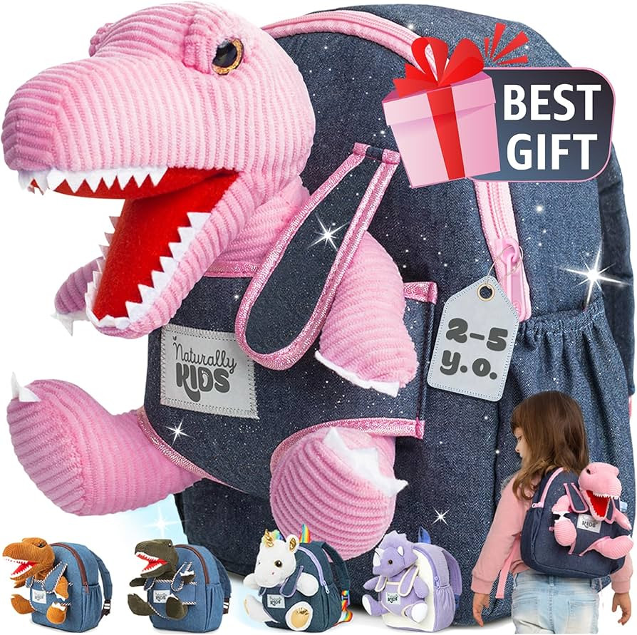 Naturally KIDS Pink Dinosaur Toys for Girls 3-5, Toddler Dinosaur Toy, Gifts for 3 Year Old Girl ... | Amazon (US)