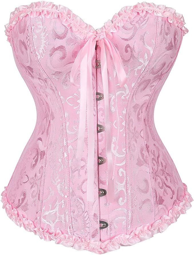 Amazon.com: Corset Top Pink Bunny Corset Costume Princess Corset Pink Corsets Overbust Corset Bus... | Amazon (US)
