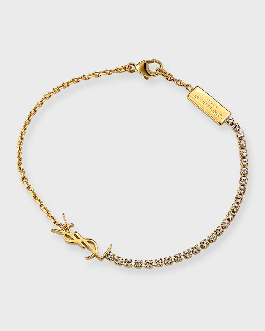 Saint Laurent Logo Crystal Bracelet | Neiman Marcus