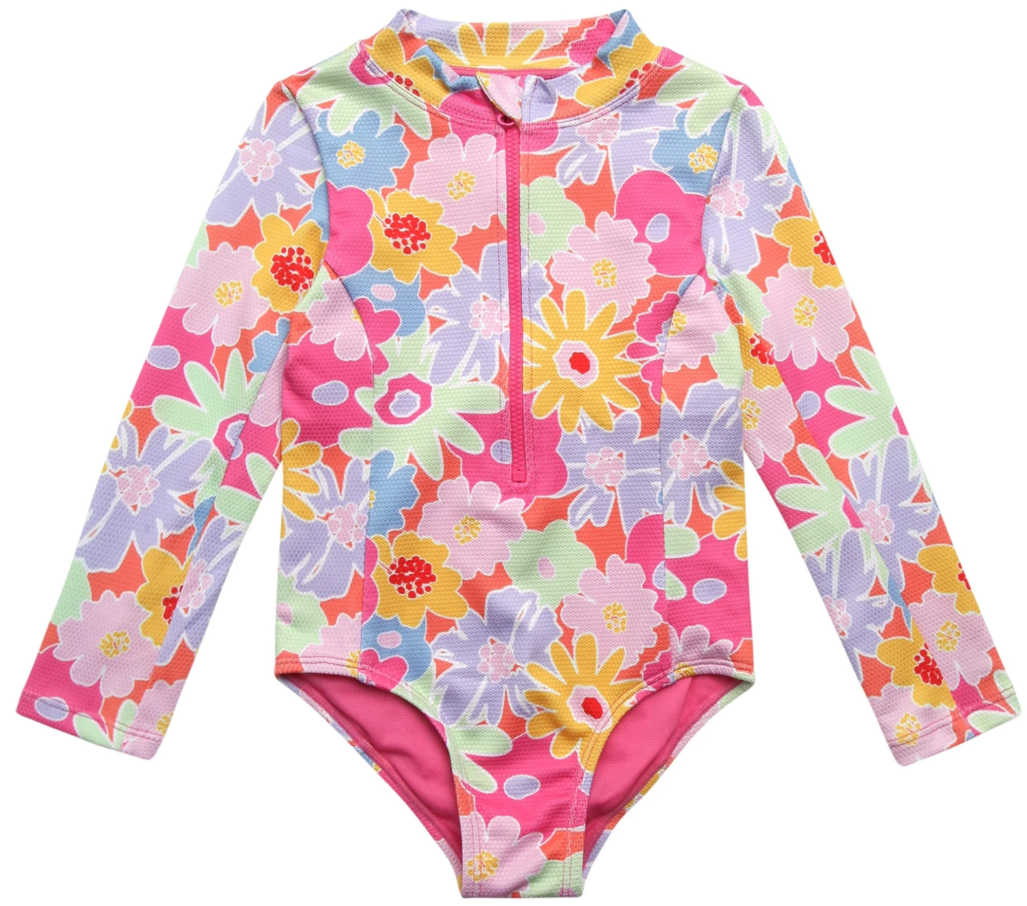 Jessica Simpson Girls' Long Sleeve Rashguard One-piece Swimsuit, Sizes 4-16 | Walmart (US)