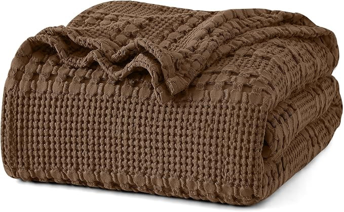 PHF Lightweight 100% Cotton Waffle Blanket for Bed, Queen, Chocolate | Amazon (US)