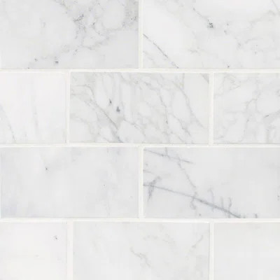 Calacatta Cressa Honed 3" x 6" Marble Subway Tile in White | Wayfair North America