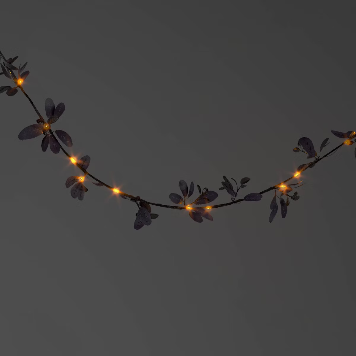 25 Light LED Black Faux Leaves Garland Halloween String Lights  - Hyde & EEK! Boutique™ | Target