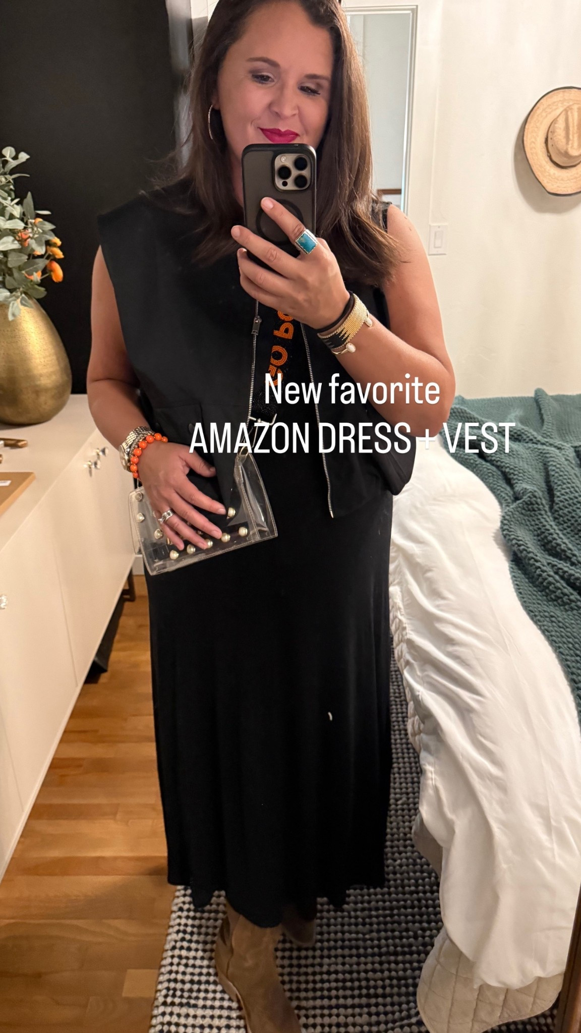 Been wearing this long Amazon dress and shiny vest on repeat and love them both.  They both will be so cute to take into fall for styling 

#LTKMidsize #LTKSaleAlert #LTKOver40