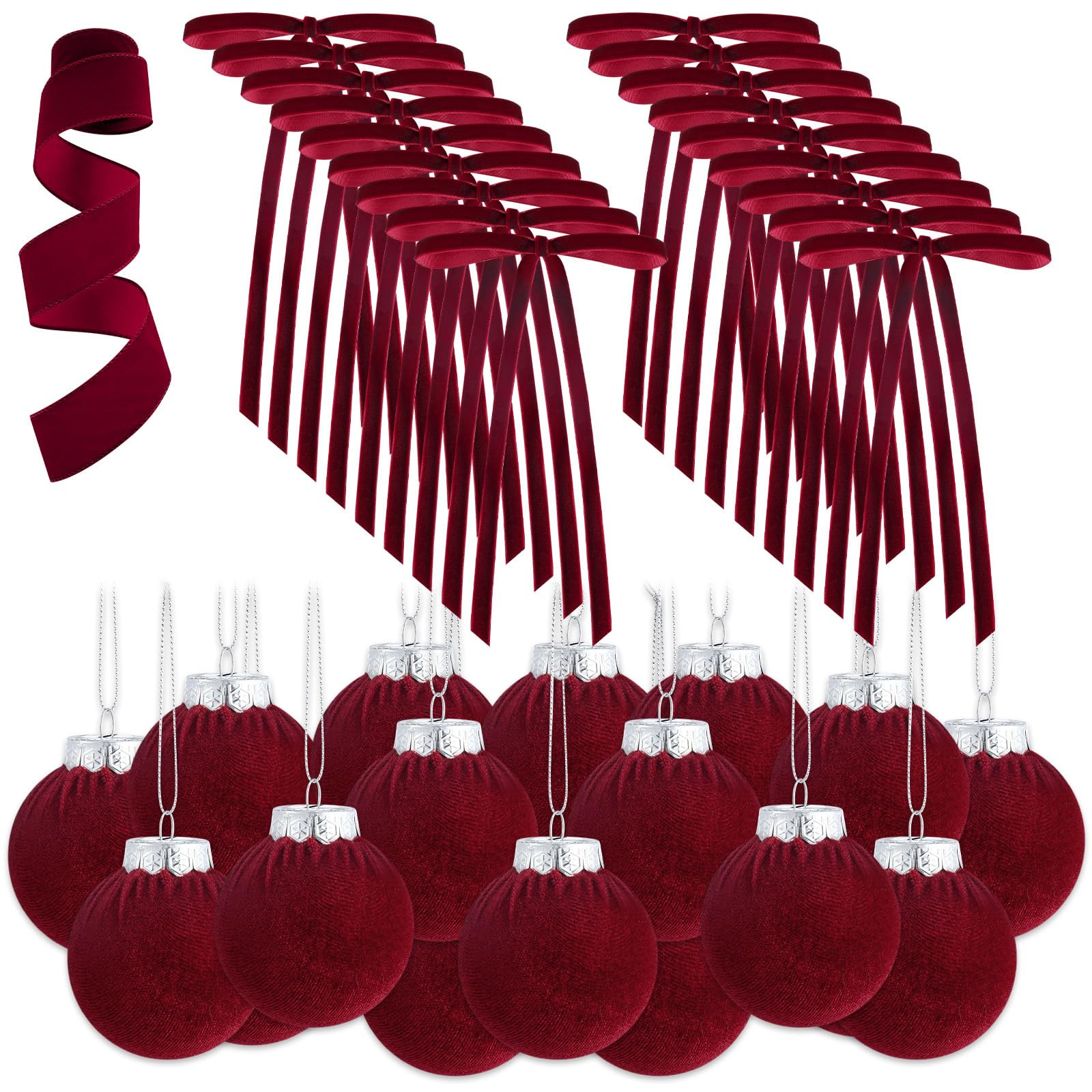 Syhood 38 Pcs Christmas Velvet Ornaments Decor Kit Include 18 Xmas Tree Ornaments Balls 18 Vintag... | Amazon (US)
