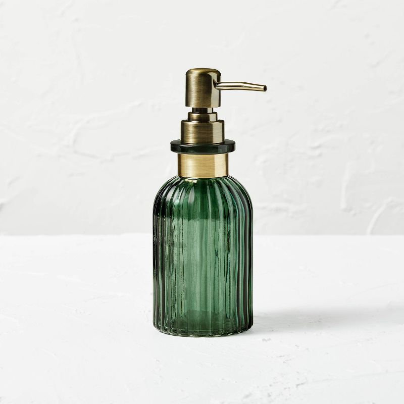 Fluted Glass Soap Pump Green - Opalhouse&#8482; designed with Jungalow&#8482; | Target