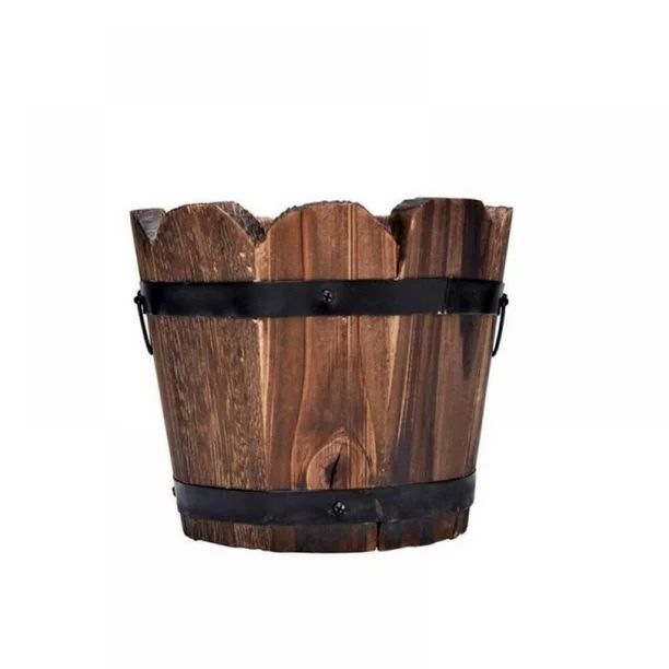 Kernelly Flowerpot Wooden Bucket Barrel Planters Rustic Flower Pots Boxes Container with Drain Ho... | Walmart (US)
