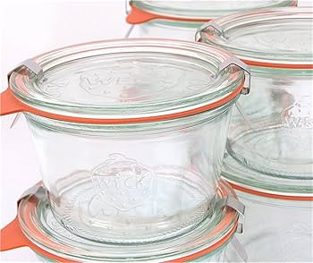 Weck 741 - 0.25 Liter Mold Jars with Lids - 6 Rings and 12 Clamps | Amazon (US)
