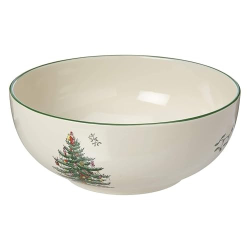 Spode Christmas Tree Round Serving Bowl - 8-Inch Ceramic Bowl for Pasta, Salad, Soup, and Side Dishes - Elegant Porcelain Design, Stackable, Dishwasher & Microwave Safe - Ideal for Holiday Gatherings | Amazon (US)