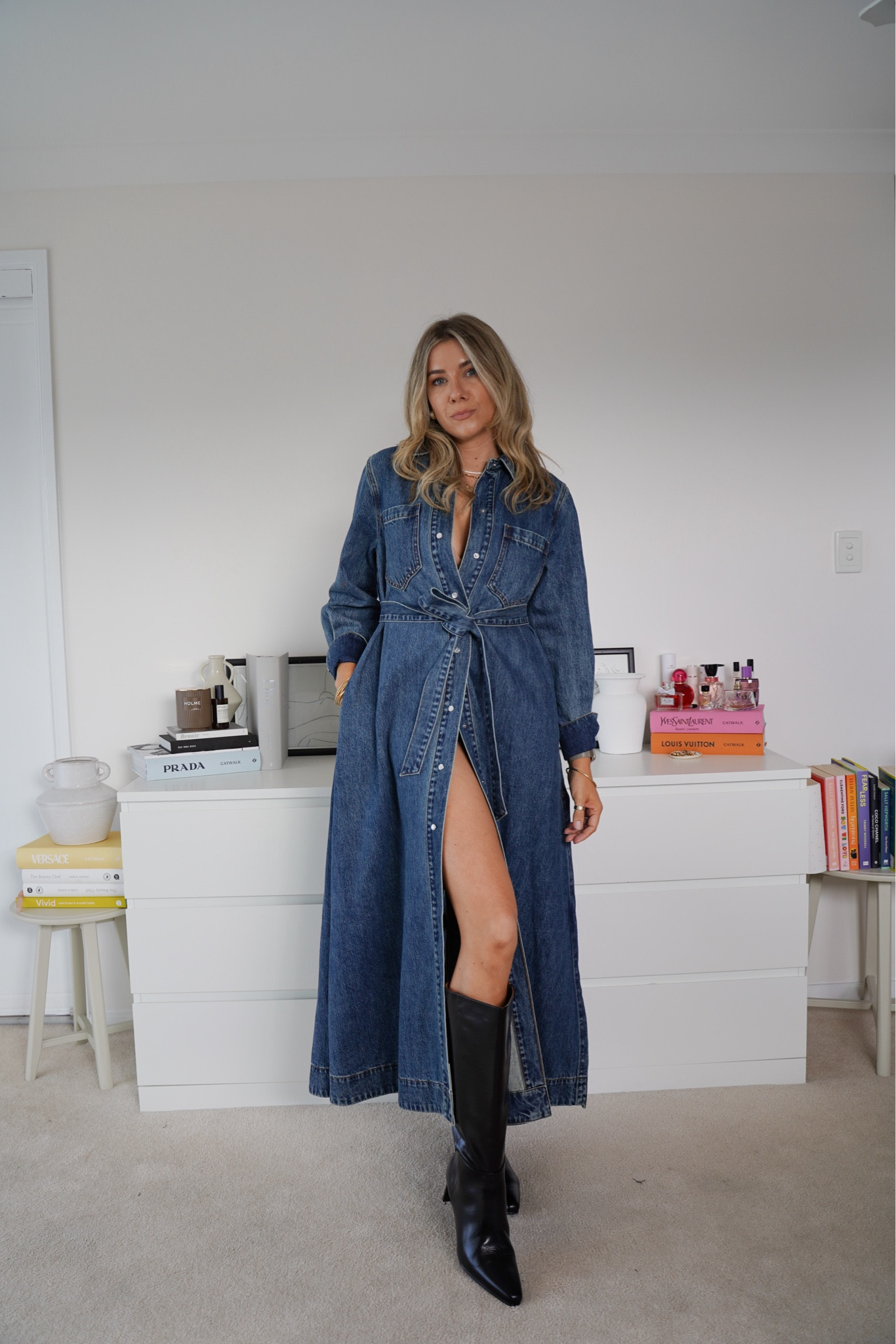 Sleeveless House Of Fraser Denim Dress ASOS DESIGN Denim Maxi Shirt Dress  In Mid Wash Blue