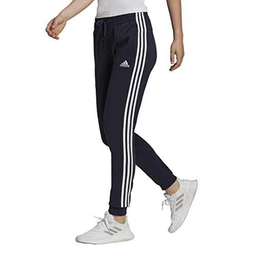 adidas Women's Standard Essentials Single Jersey 3-Stripes Pants, Legend Ink/White, Large | Amazon (US)