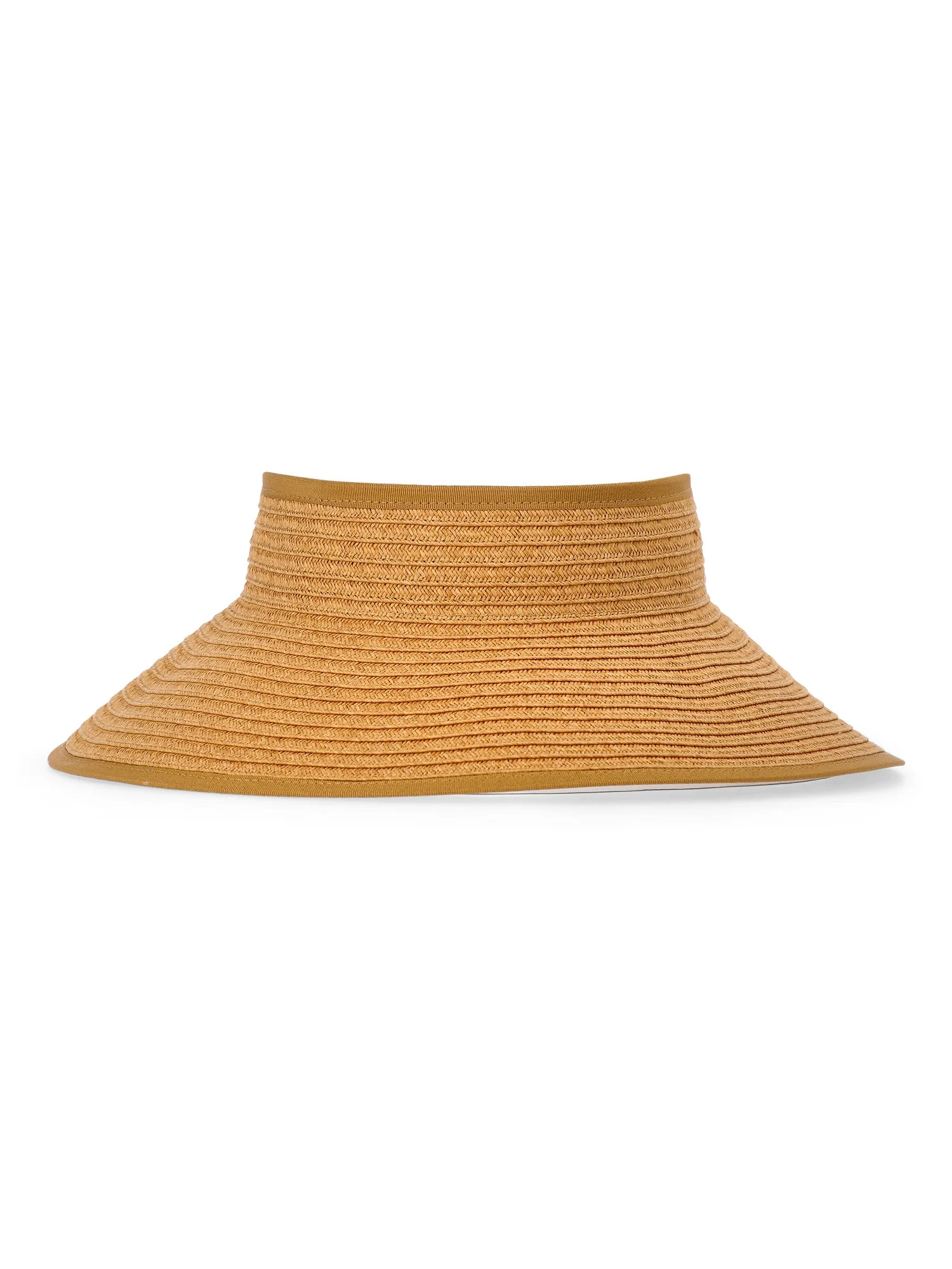 Time and Tru Women's Packable Straw Visor Hat, Dark Natural | Walmart (US)