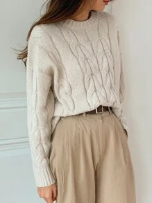 DAZY Solid Cable Knit Drop Shoulder Sweater
   SKU: sw2108061681855589     US$23.00           Add... | SHEIN