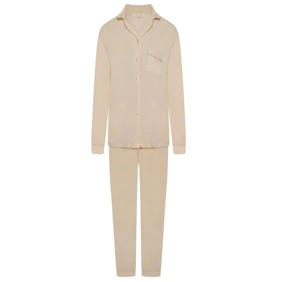 Rayon Stretch Pyjama Trouser Set - Cream | The NAP Co