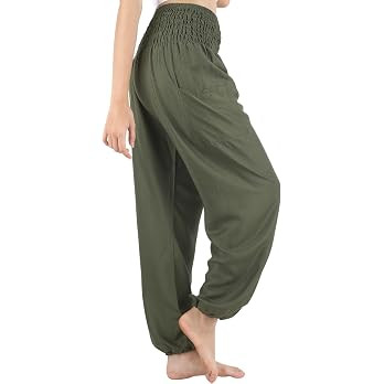 Boho Pants 2-Pocket Flowy Harem Pants Women for Yoga Travel Hippie Clothes | Amazon (US)