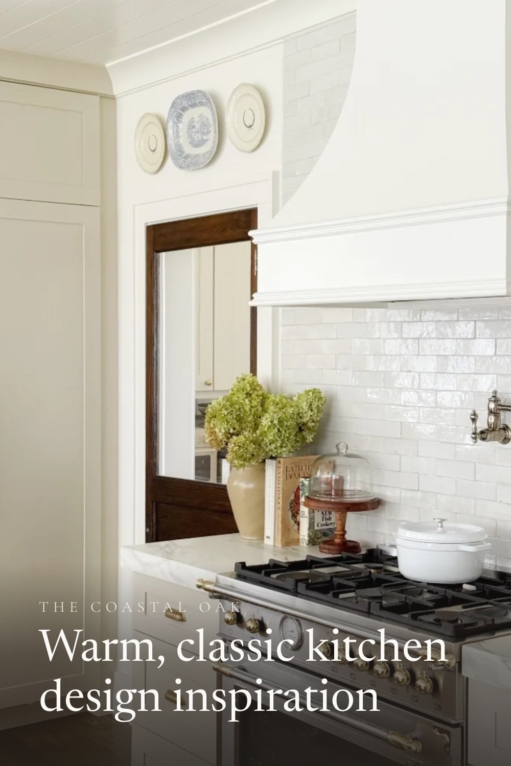 Warm, classic kitchen inspiration with timeless details and collected charm. White kitchen cabinets, statement range hood, marble countertops, vintage decor, brass accents, subway tile backsplash + traditional kitchen design ideas for a warm, lived-in home.

#LTKHome #LTKSeasonal