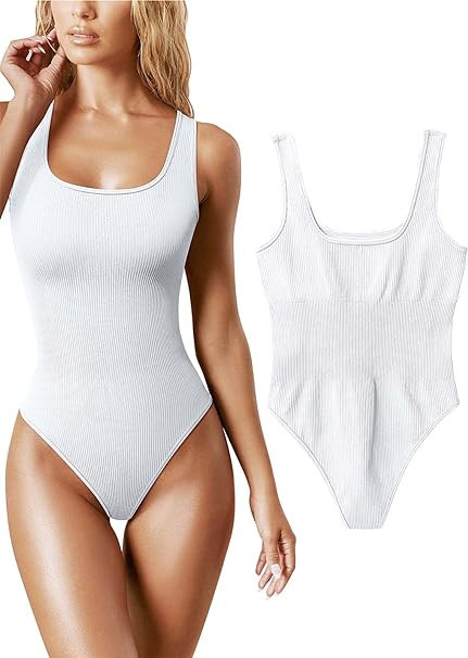 Women's Ribbed Tank Tops Sleeveless Square Neck Bodysuit Seamless Basic Clubwear Sexy Fashion | Amazon (CA)