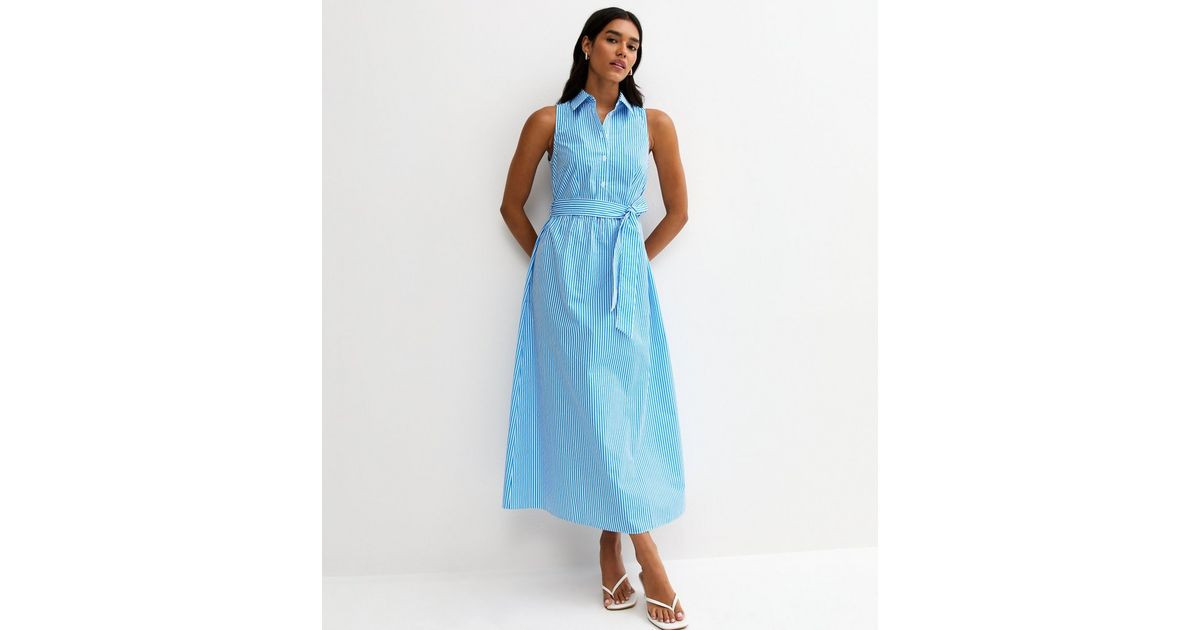 Blur Striped Sleeveless Midi Shirt Dress | New Look | New Look (UK)