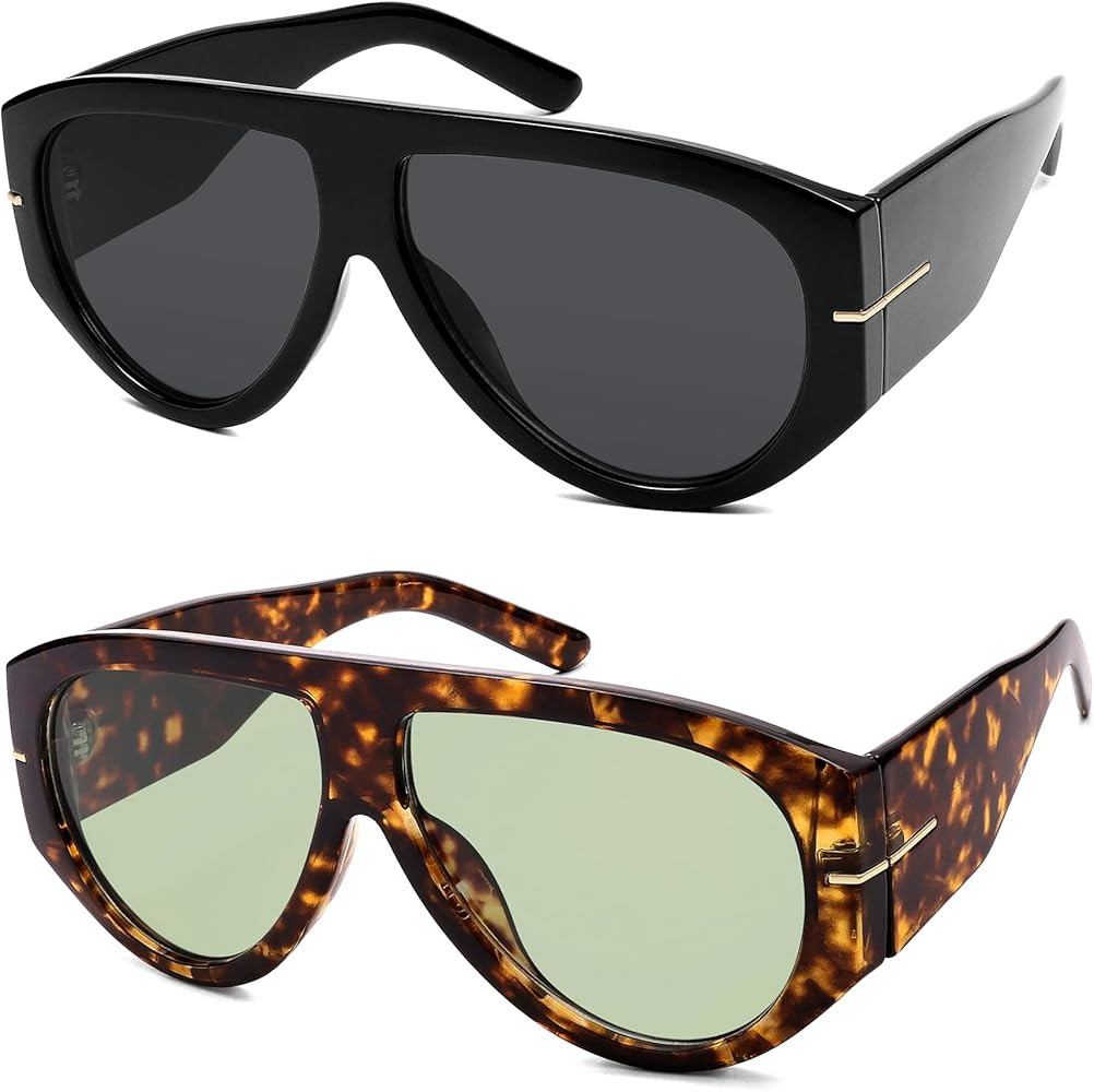 Oversized Retro Aviator Sunglasses Womens Mens 70s Classic Vintage Sun Glasses AR82227 | Amazon (US)
