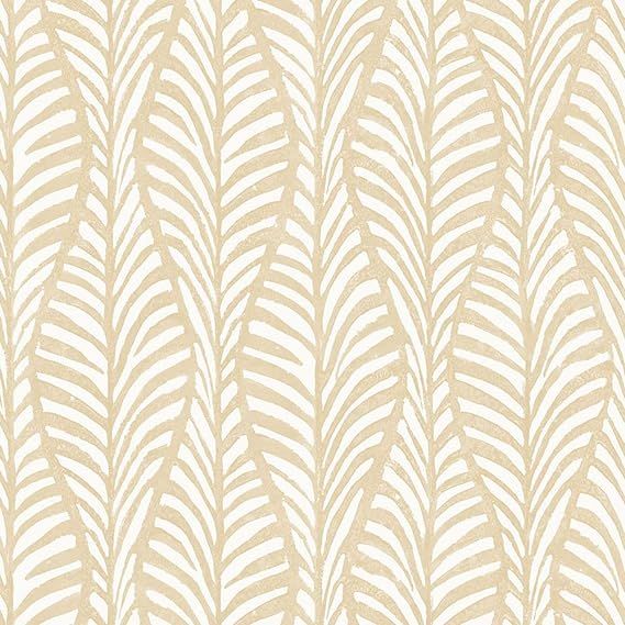Tempaper White Clay Block Print Leaves, Designer Removable Peel and Stick Wallpaper, 20.5 in X 16... | Amazon (US)