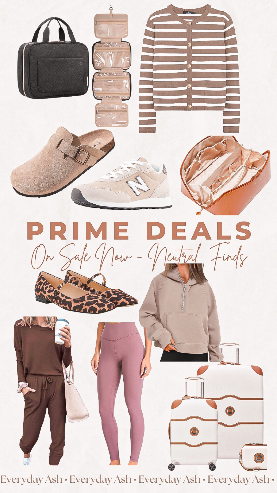 Amazon sales !🤎
Neutral finds 

Toiletry bag, travel bag, striped sweater, clogs, new balance sneakers, makeup bag, leopard flats, brown sweatshirt, brown travel outfit, brown jumpsuit, mauve leggings, suitcase set 

#LTKxPrimeDay #LTKFindsUnder100 #LTKGiftGuide