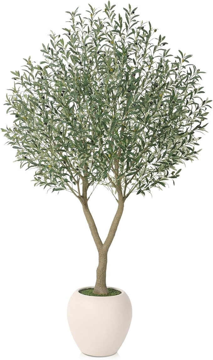 Olive Trees Artificial Indoor,8Ft Large Faux Plants,Tall Fake Tree with 18in White Round Planter,... | Amazon (US)