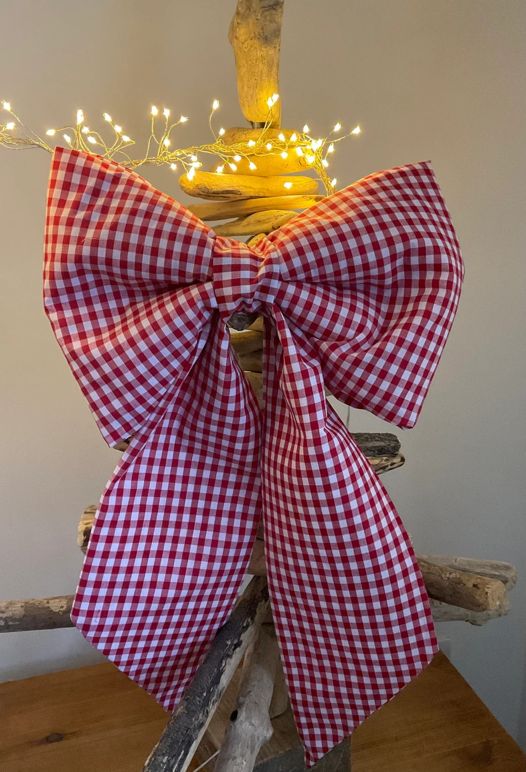 Large Gingham Bow Christmas Seasonal Decor Red&white Large Cotton Mix Door and Wall Bow Tree Topp... | Etsy (US)