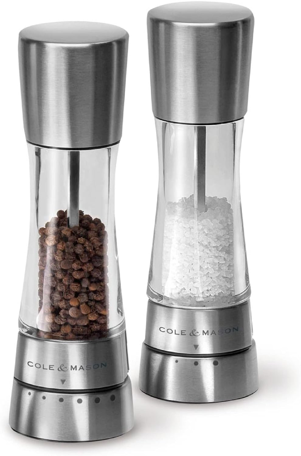 Cole & Mason Derwent Grinders, 7.5" Salt & Pepper Mill Set, Stainless Steel | Amazon (US)