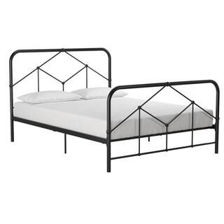 Francis Farmhouse Black Metal Queen Bed Frame | The Home Depot