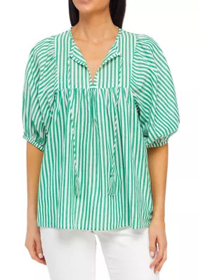 Philosophy Women's Puff Sleeve Stripe Peasant Top | Belk