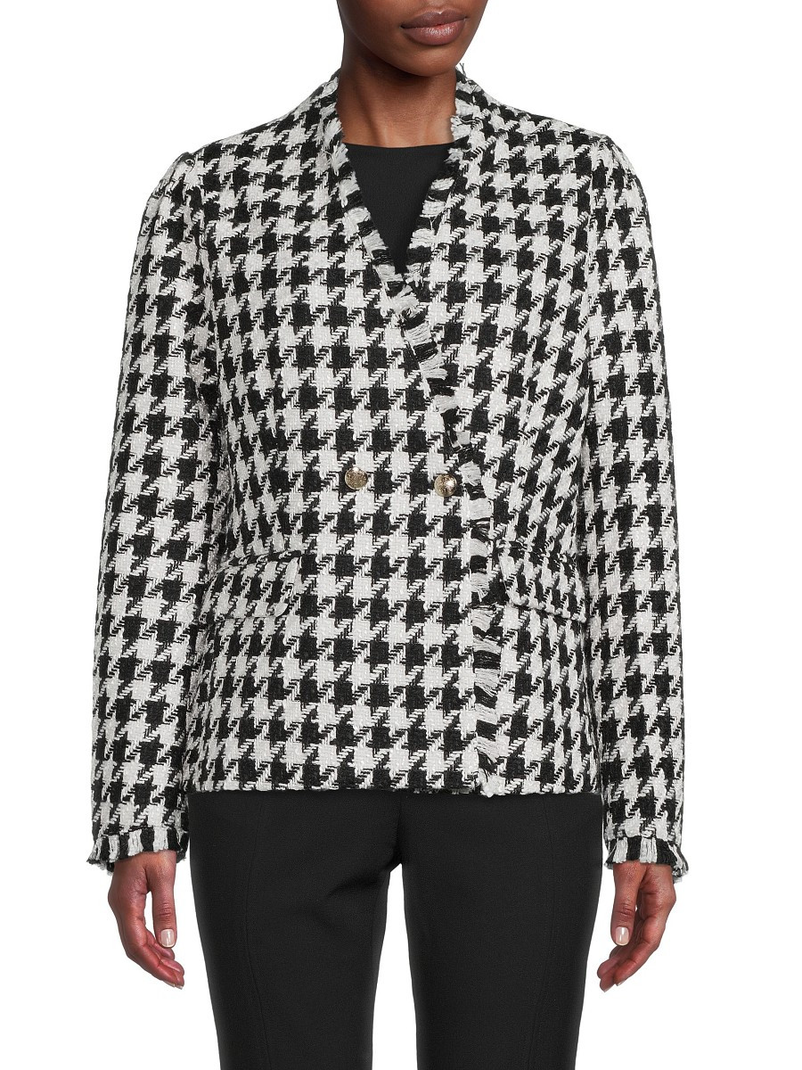 Dolce Cabo Women's Houndstooth Double-Breasted Blazer - Plaid Black - Size M | Saks Fifth Avenue OFF 5TH