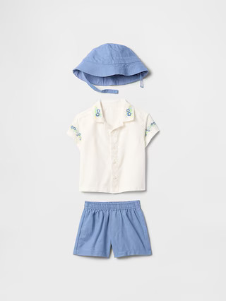 Baby Linen-Cotton Embroidered Outfit Set | Gap (US)