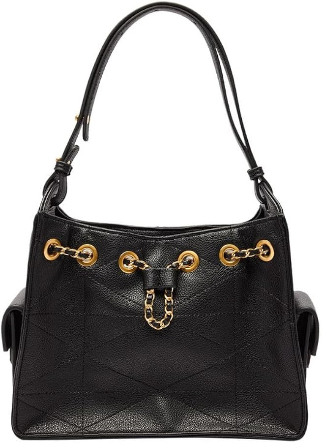 URBAN REVIVO Women Quilted Shoulder Bag Retro Chain Accent PU Leather Artistic Display Large Capa... | Amazon (US)
