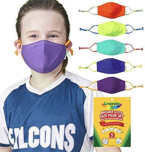 Crayola Kids Face Mask - 5 Reusable Cloth Face Masks Set, Cool Colors, Back to School Supplies | Amazon (US)