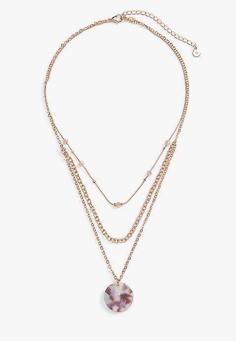 Plum Resin Pendant Layered Necklace | Maurices