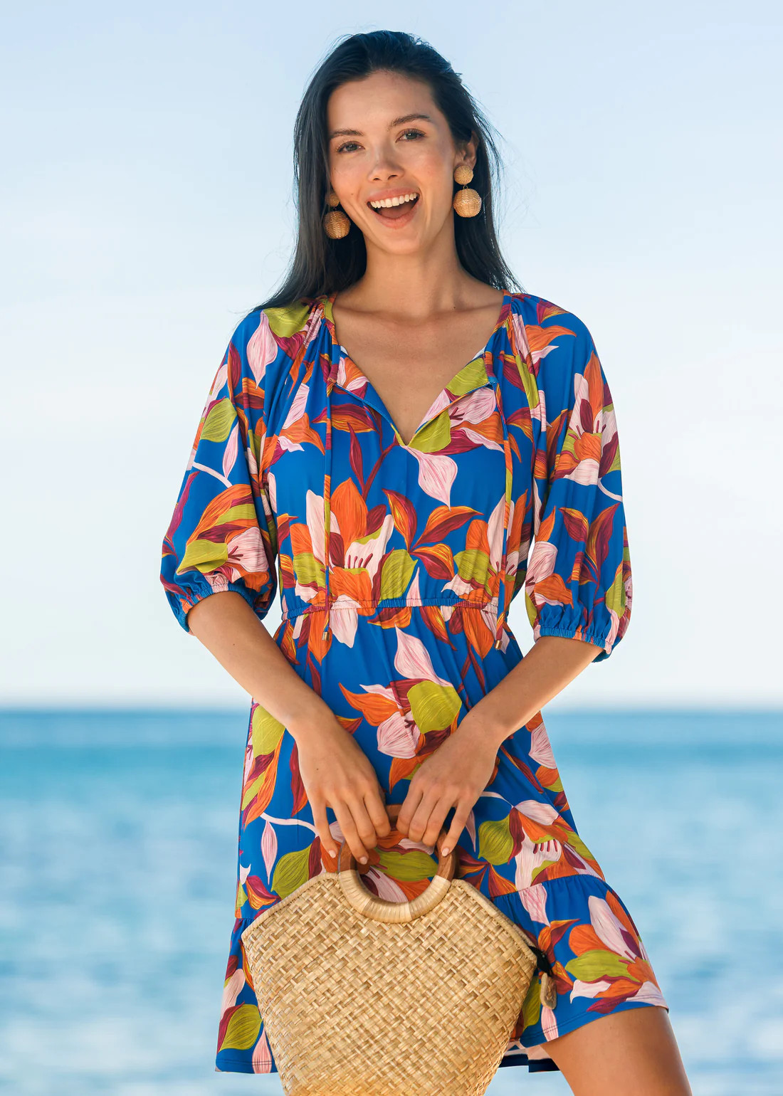 Sunset Oasis Flowy Cinch Waist Dress | Cabana Life
