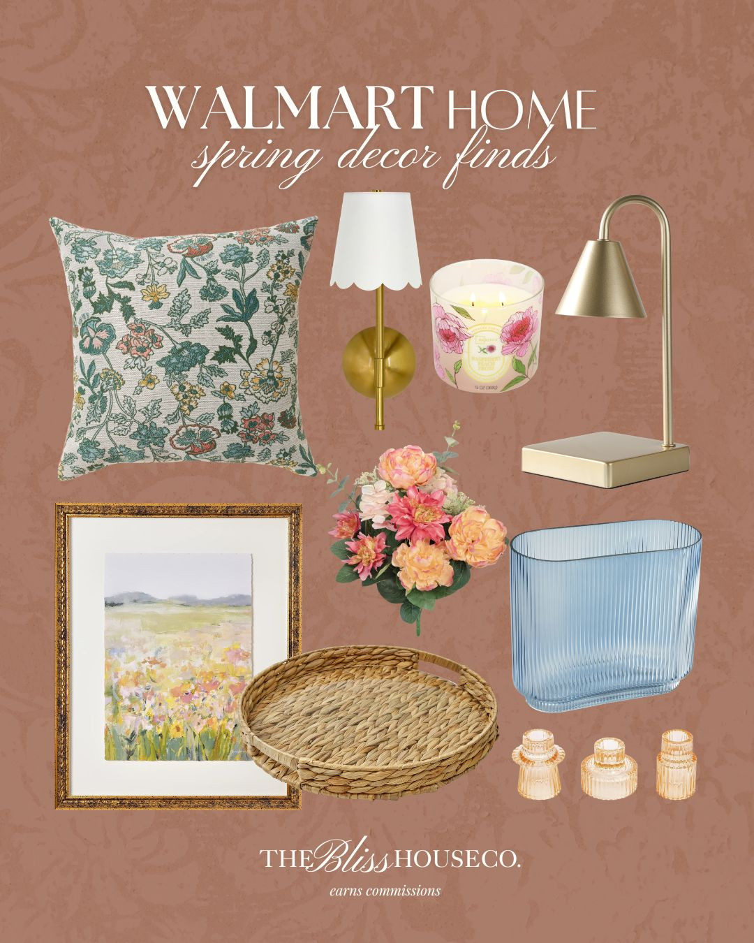 Walmart spring home finds. 🌸 Fresh florals, pretty lighting and simple decor pieces to brighten up your home for the season.

Walmart spring decor, floral home decor, spring home refresh, decorative pillows walmart, brass table lamp, spring floral arrangement, woven tray decor, framed art wall decor, spring candle decor, affordable home styling. 

 #LTKSeasonal #LTKHome
