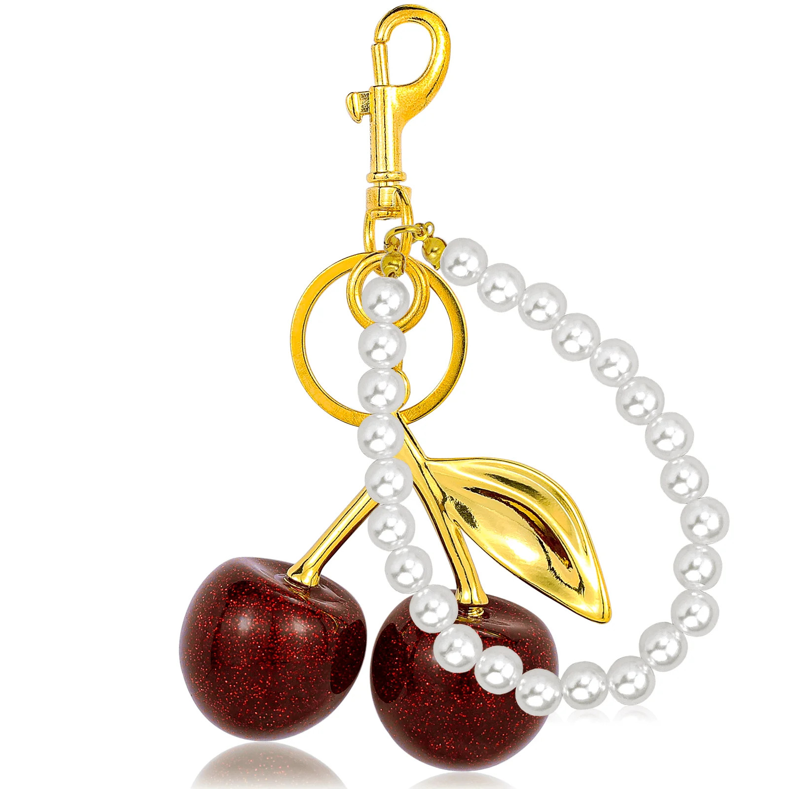 Farcauo Cherry Keychain Fashion Bag Charms Cute Pearl Keychains for Women Kawaii Red Purse Charm ... | Walmart (US)