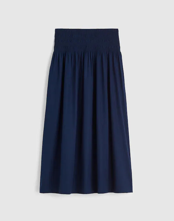 Smocked-Waist Poplin Midi Skirt | Madewell | Madewell